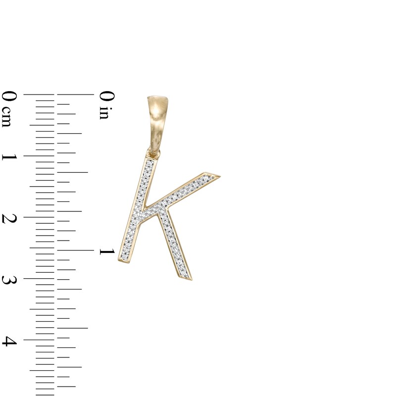 Main Image 2 of 1/20 CT. T.W. Diamond K Initial Necklace Charm in Sterling Silver with 14K Gold Plate