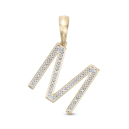 1/20 CT. T.W. Diamond M Initial Necklace Charm in Sterling Silver with 14K Gold Plate
