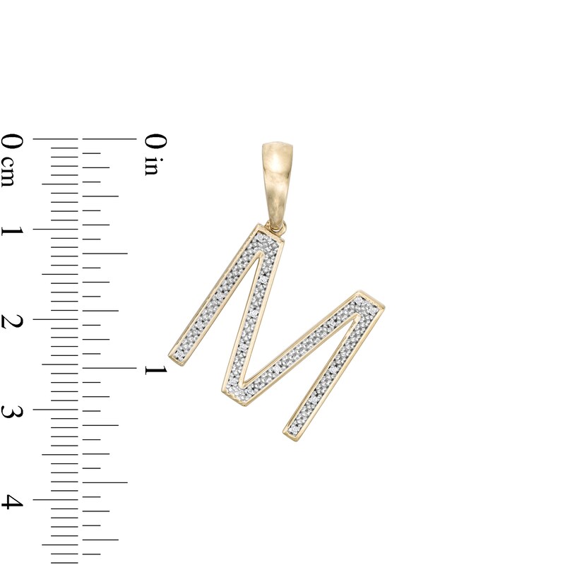 Main Image 2 of 1/20 CT. T.W. Diamond M Initial Necklace Charm in Sterling Silver with 14K Gold Plate