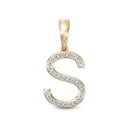 1/20 CT. T.W. Diamond S Initial Necklace Charm in Sterling Silver with 14K Gold Plate