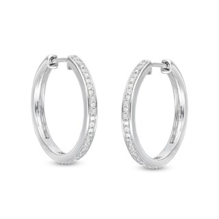 1/4 CT. T.W. Diamond Hoop Earrings in Sterling Silver