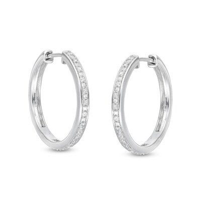 1/4 CT. T.W. Diamond Hoop Earrings in Sterling Silver