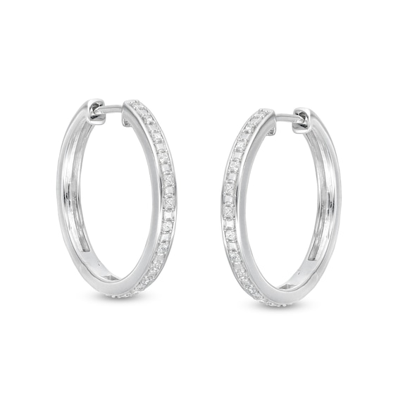 1/4 CT. T.W. Diamond Hoop Earrings in Sterling Silver