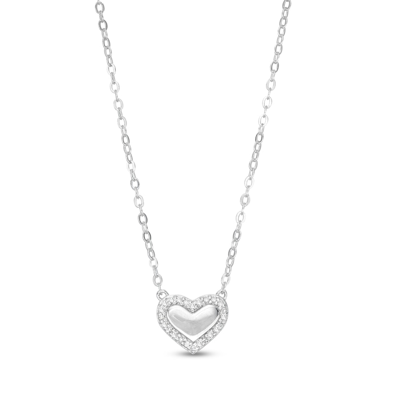 1/15 CT. T.W. Diamond Mirror Heart Pendant Necklace in Sterling Silver - 18"
