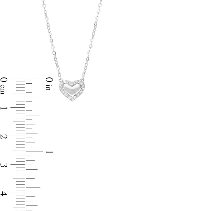 1/15 CT. T.W. Diamond Mirror Heart Pendant Necklace in Sterling Silver - 18"