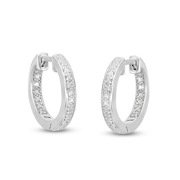 Diamond-Accent Inside Out Huggie Hoop Earrings in Sterling Silver