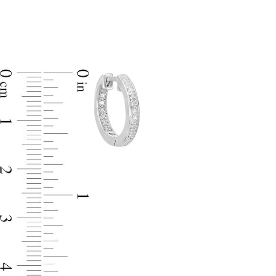 Solid Sterling Silver Diamond Accent Inside Out Huggie Hoops