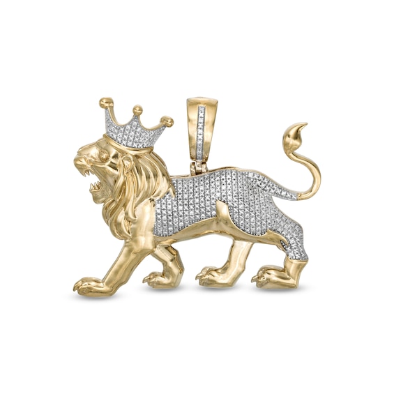 1/5 CT. T.W. Diamond Lion Profile Necklace Charm in Sterling Silver with 14K Gold Plate