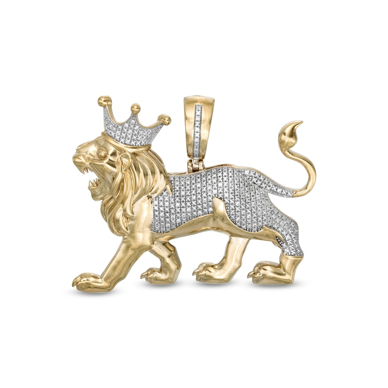 1/5 CT. T.W. Diamond Lion Profile Necklace Charm in Sterling Silver with 14K Gold Plate