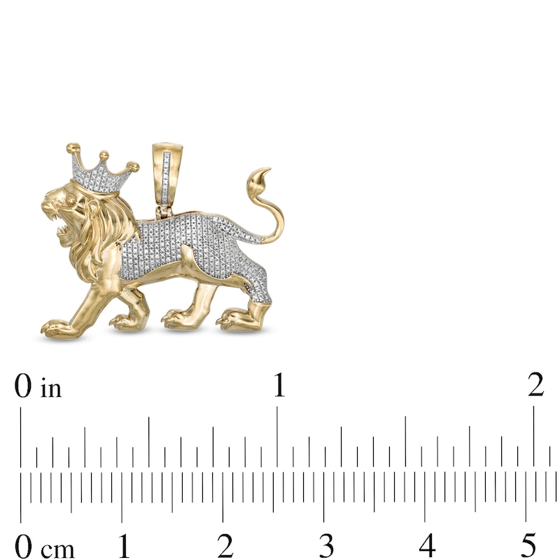 Main Image 2 of 1/5 CT. T.W. Diamond Lion Profile Necklace Charm in Sterling Silver with 14K Gold Plate