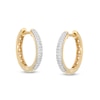 Thumbnail Image 1 of 1/6 CT. T.W. Diamond Triple Row Huggie Hoop Earrings in Sterling Silver with 14K Gold Plate