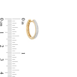1/6 CT. T.W. Diamond Triple Row Huggie Hoop Earrings in Sterling Silver with 14K Gold Plate