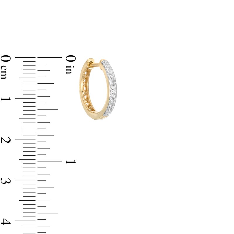 1/6 CT. T.W. Diamond Triple Row Huggie Hoop Earrings in Sterling Silver with 14K Gold Plate