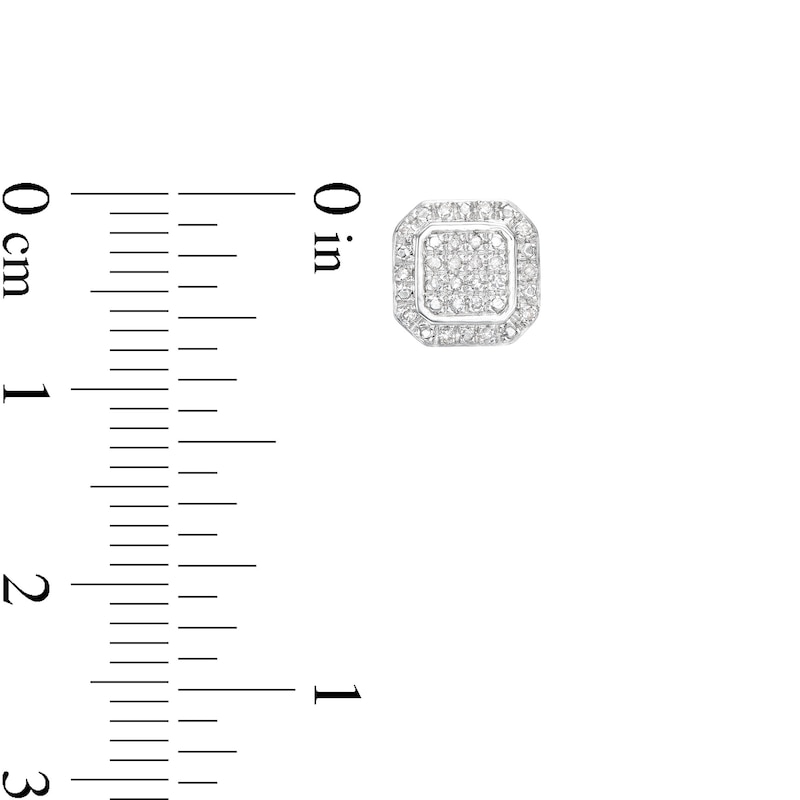 Main Image 2 of 1/8 CT. T.W. Diamond Pavé Octagon Earrings in Sterling Silver