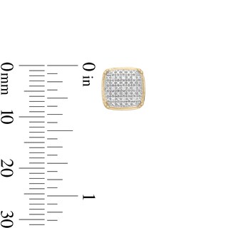 1/20 CT. T.W. Diamond Round Edge Square Stud Earrings in Sterling Silver with 14K Gold