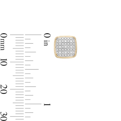 1/20 CT. T.W. Diamond Round Edge Square Stud Earrings in Sterling Silver with 14K Gold