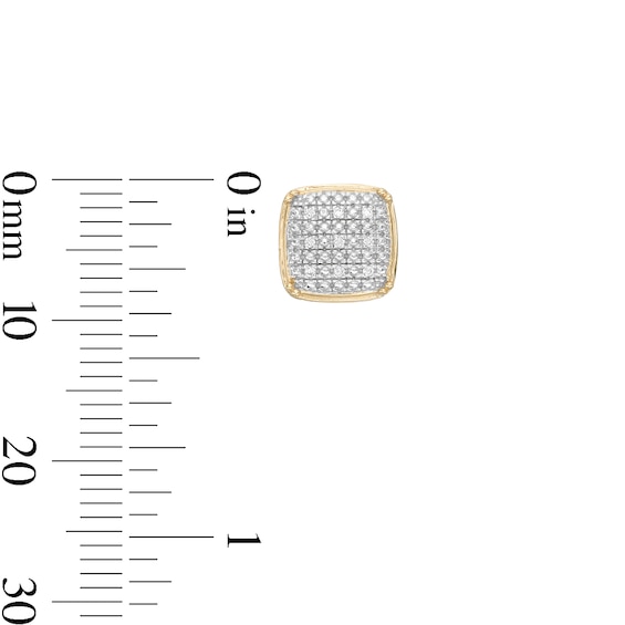 1/20 CT. T.W. Diamond Round Edge Square Stud Earrings in Sterling Silver with 14K Gold