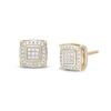 Thumbnail Image 0 of 1/20 CT. T.W. Diamond Pavé Square Stud Earrings in Sterling Silver with 14K Gold Plate