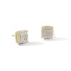 Thumbnail Image 1 of 1/20 CT. T.W. Diamond Pavé Square Stud Earrings in Sterling Silver with 14K Gold Plate