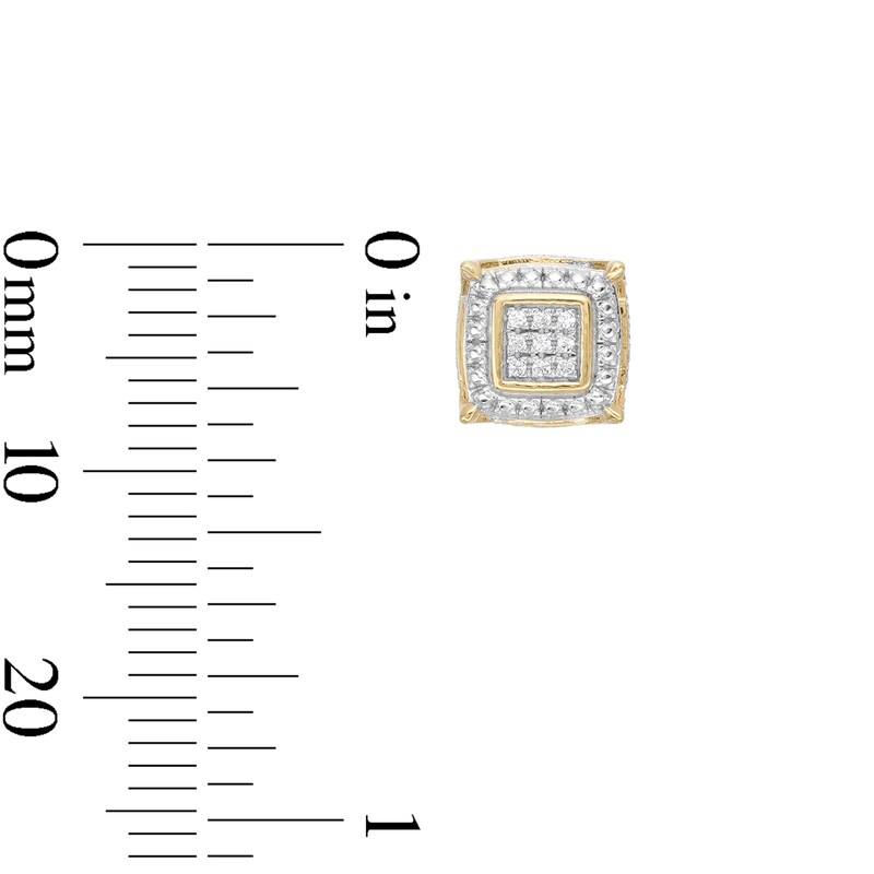 Main Image 2 of 1/20 CT. T.W. Diamond Pavé Square Stud Earrings in Sterling Silver with 14K Gold Plate