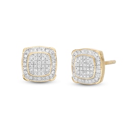 1/10 CT. T.W. Diamond Cornered Square Stud Earrings in 10K Gold