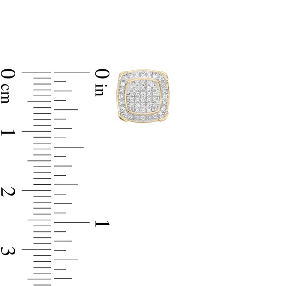 1/10 CT. T.W. Diamond Cornered Square Stud Earrings in 10K Gold