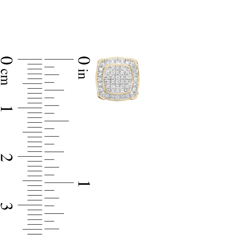 Main Image 2 of 1/10 CT. T.W. Diamond Cornered Square Stud Earrings in 10K Gold
