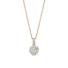 1/20 CT. T.W. Diamond Circle Halo Pendant Necklace in 10K Gold