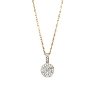 1/20 CT. T.W. Diamond Circle Halo Pendant Necklace in 10K Gold