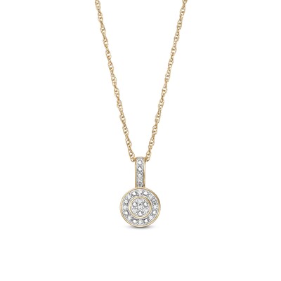 1/20 CT. T.W. Diamond Circle Halo Pendant Necklace in 10K Gold