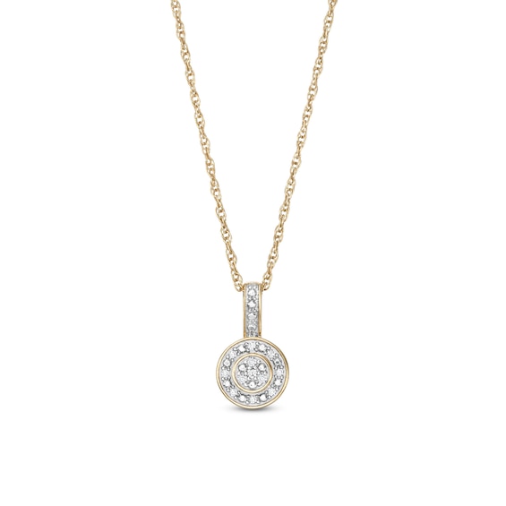 1/20 CT. T.W. Diamond Circle Halo Pendant Necklace in 10K Gold