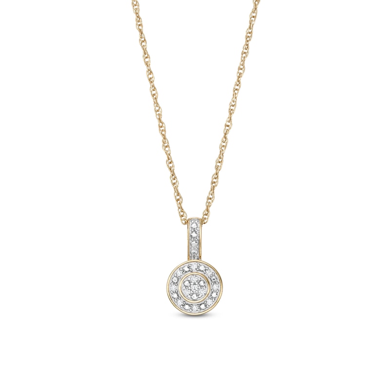 1/20 CT. T.W. Diamond Circle Halo Pendant Necklace in 10K Gold
