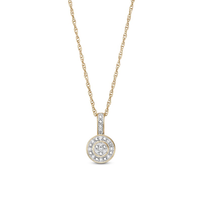 1/20 CT. T.W. Diamond Circle Halo Pendant Necklace in 10K Gold