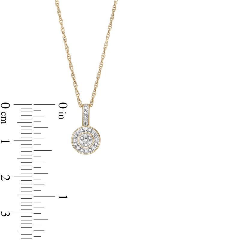 Main Image 2 of 1/20 CT. T.W. Diamond Circle Halo Pendant Necklace in 10K Gold