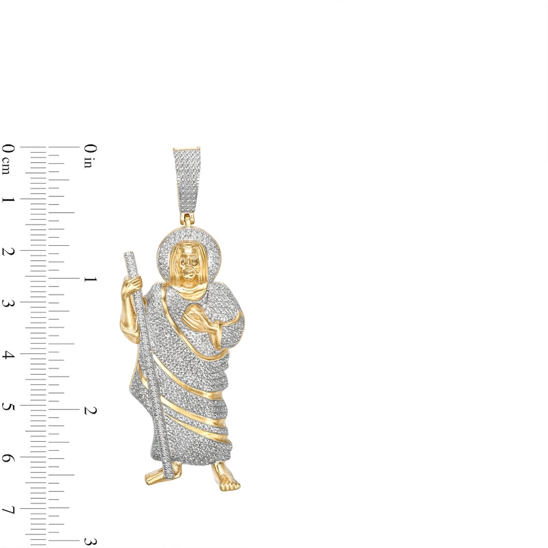 Main Image 2 of 1/10 CT. T.W. Diamond St. Jude Necklace Charm in Sterling Silver with 14K Gold Plate