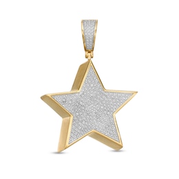 1/20 CT. T.W. Diamond Block Star Necklace Charm in Sterling Silver with 14K Gold Plate