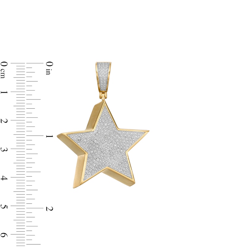 Main Image 2 of 1/20 CT. T.W. Diamond Block Star Necklace Charm in Sterling Silver with 14K Gold Plate