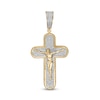 Thumbnail Image 1 of 1/20 CT. T.W. Diamond Round Edge Crucifix Necklace Charm in Sterling Silver with 14K Gold Plate