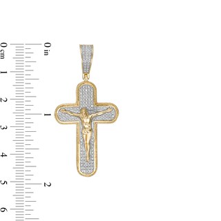 1/20 CT. T.W. Diamond Round Edge Crucifix Necklace Charm in Sterling Silver with 14K Gold Plate