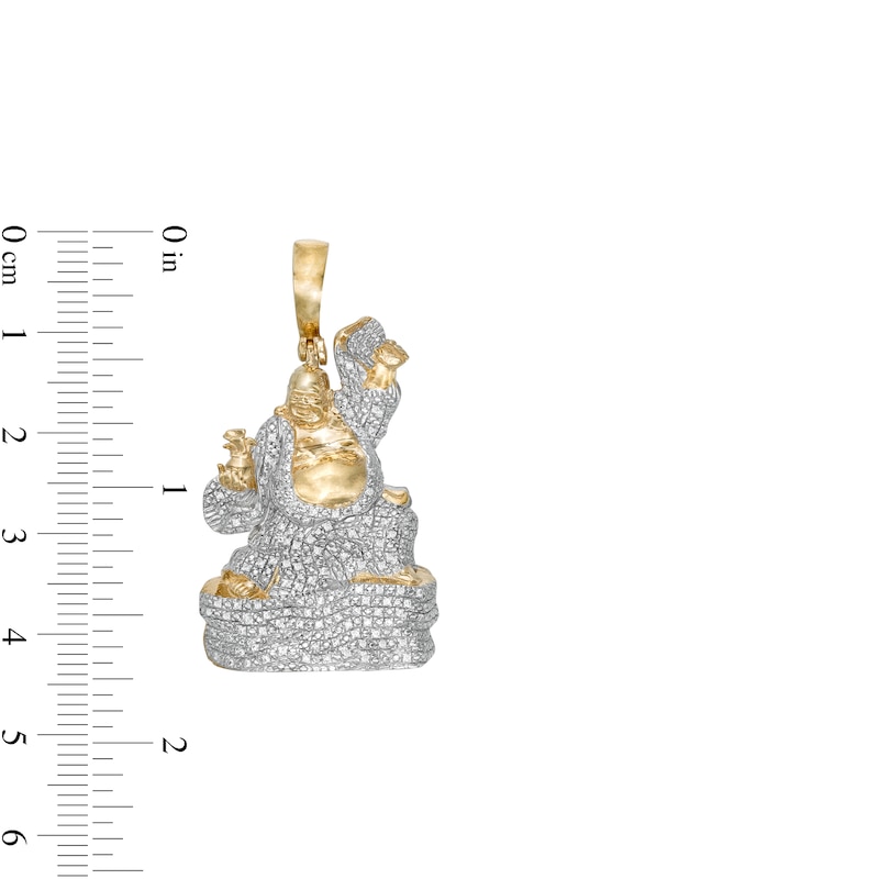 Main Image 2 of 1/5 CT. T.W. Diamond Happy Buddha Necklace Charm in Sterling Silver with 14K Gold Plate