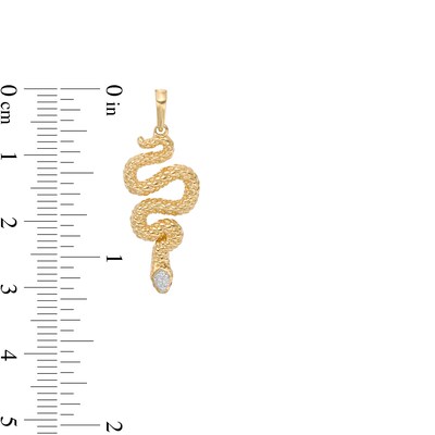 Diamond Accent with Red Cubic Zirconia Snake Necklace Charm in Sterling Silver with 14K Gold Plate