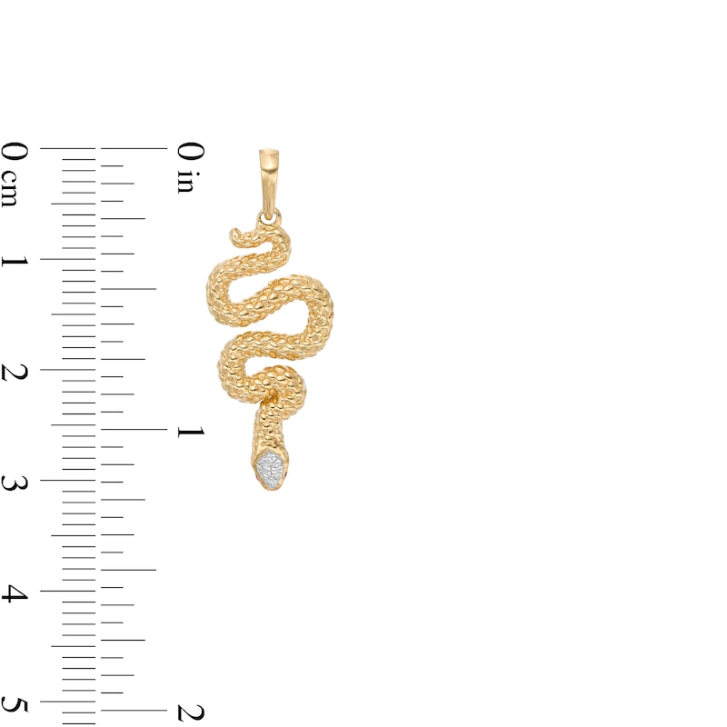 Main Image 2 of Diamond Accent with Red Cubic Zirconia Snake Necklace Charm in Sterling Silver with 14K Gold Plate