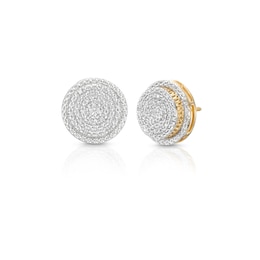 1/20 CT. T.W. Diamond Raised Circle Earrings in Sterling Silver with 14K Gold Plate