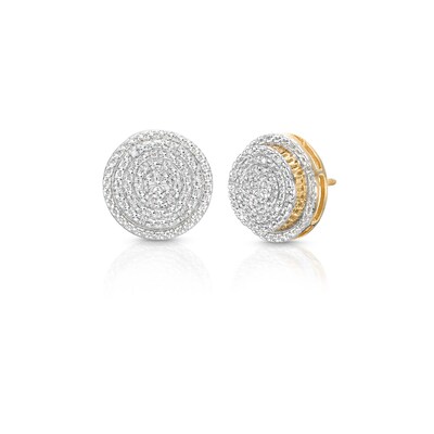1/20 CT. T.W. Diamond Raised Circle Earrings in Sterling Silver with 14K Gold Plate
