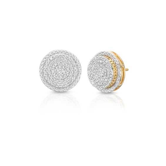 1/20 CT. T.W. Diamond Raised Circle Earrings in Sterling Silver with 14K Gold Plate