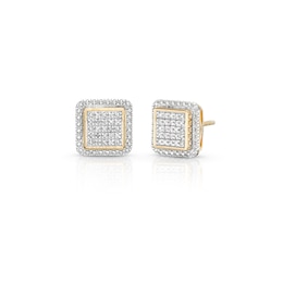 1/20 CT. T.W. Diamond Square Earrings in Sterling Silver with 14K Gold Plate