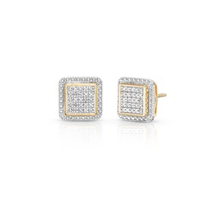 1/20 CT. T.W. Diamond Square Earrings in Sterling Silver with 14K Gold Plate