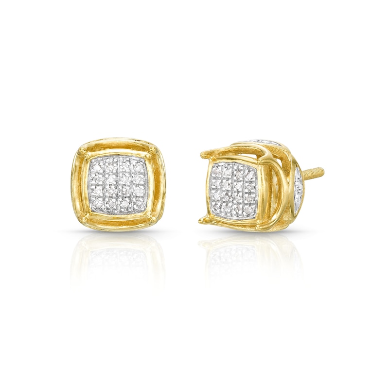 1/20 CT. T.W. Diamond Pavé Cube Earrings in Sterling Silver with 14K Gold Plate