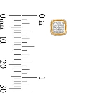 1/20 CT. T.W. Diamond Pavé Cube Earrings in Sterling Silver with 14K Gold Plate