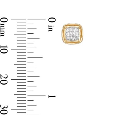 1/20 CT. T.W. Diamond Pavé Cube Earrings in Sterling Silver with 14K Gold Plate